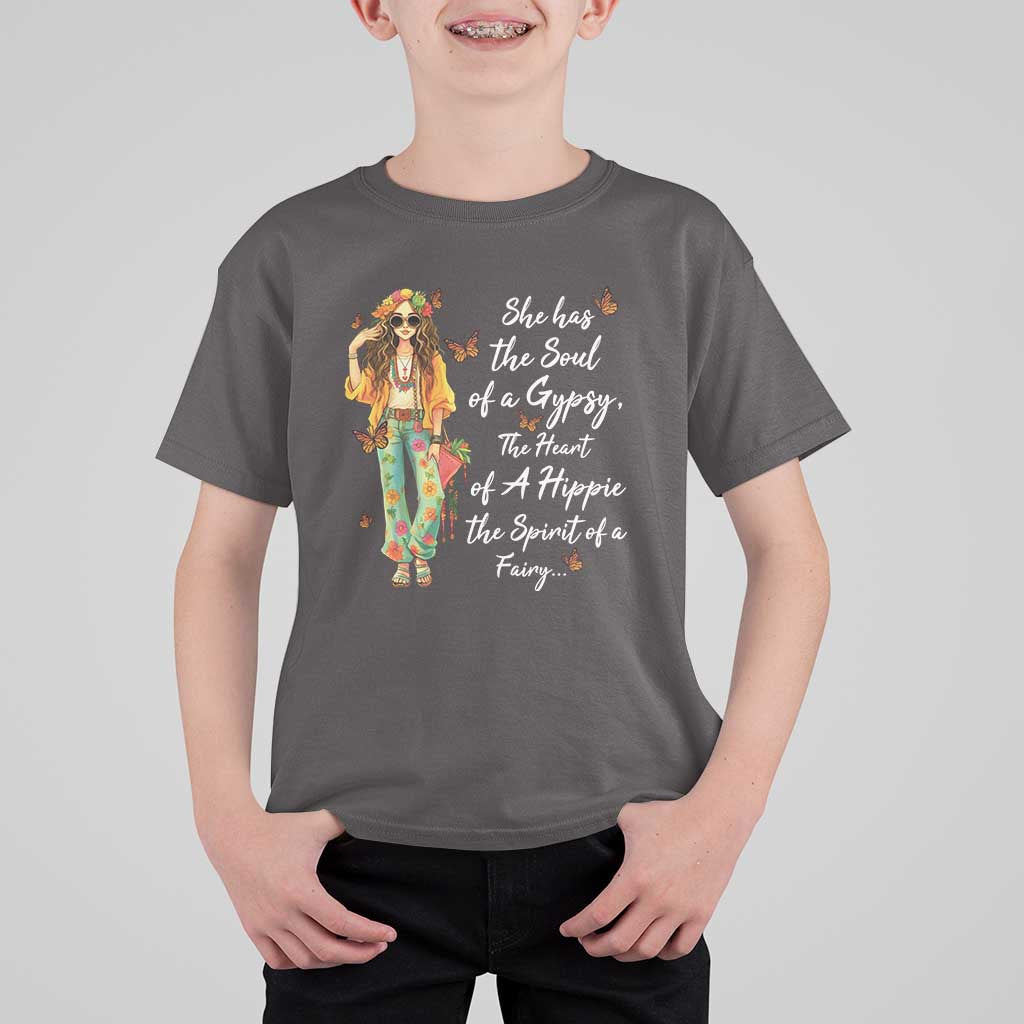 Hippie Girl T Shirt For Kid The Soul Of A Gypsy The Heart Of A Hippie The Spirit Of A Family - Wonder Print Shop