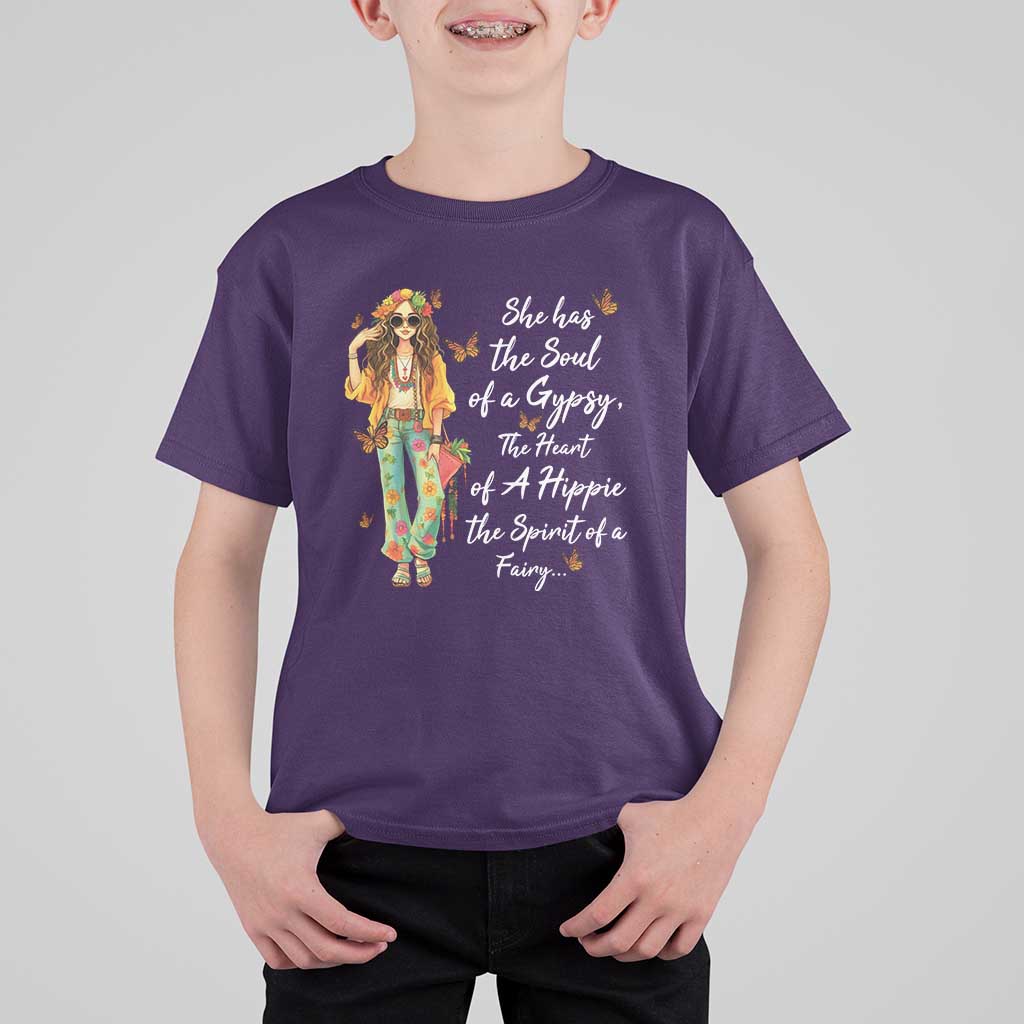 Hippie Girl T Shirt For Kid The Soul Of A Gypsy The Heart Of A Hippie The Spirit Of A Family - Wonder Print Shop