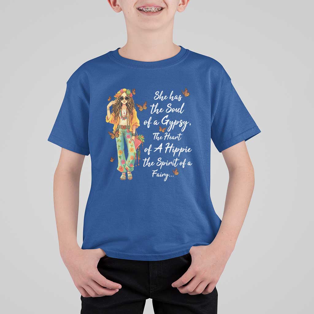 Hippie Girl T Shirt For Kid The Soul Of A Gypsy The Heart Of A Hippie The Spirit Of A Family - Wonder Print Shop