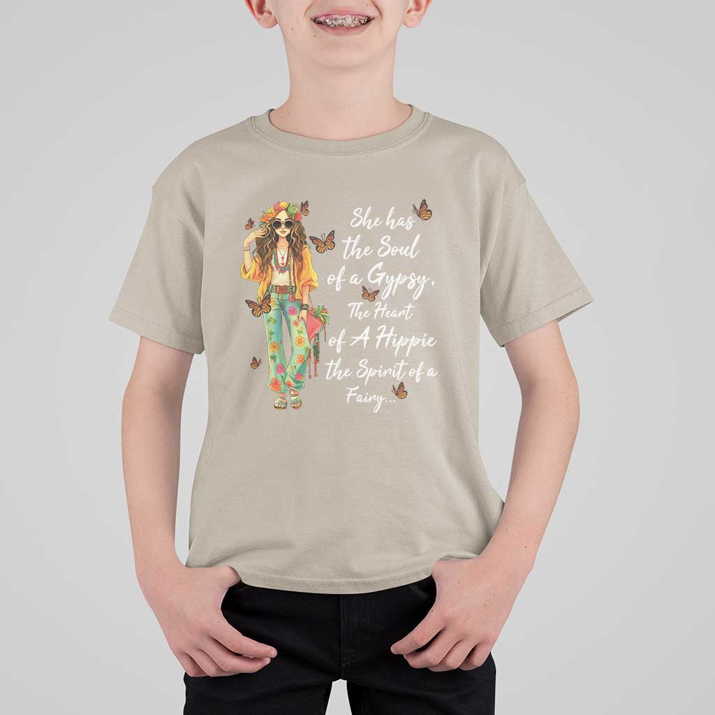 Hippie Girl T Shirt For Kid The Soul Of A Gypsy The Heart Of A Hippie The Spirit Of A Family - Wonder Print Shop