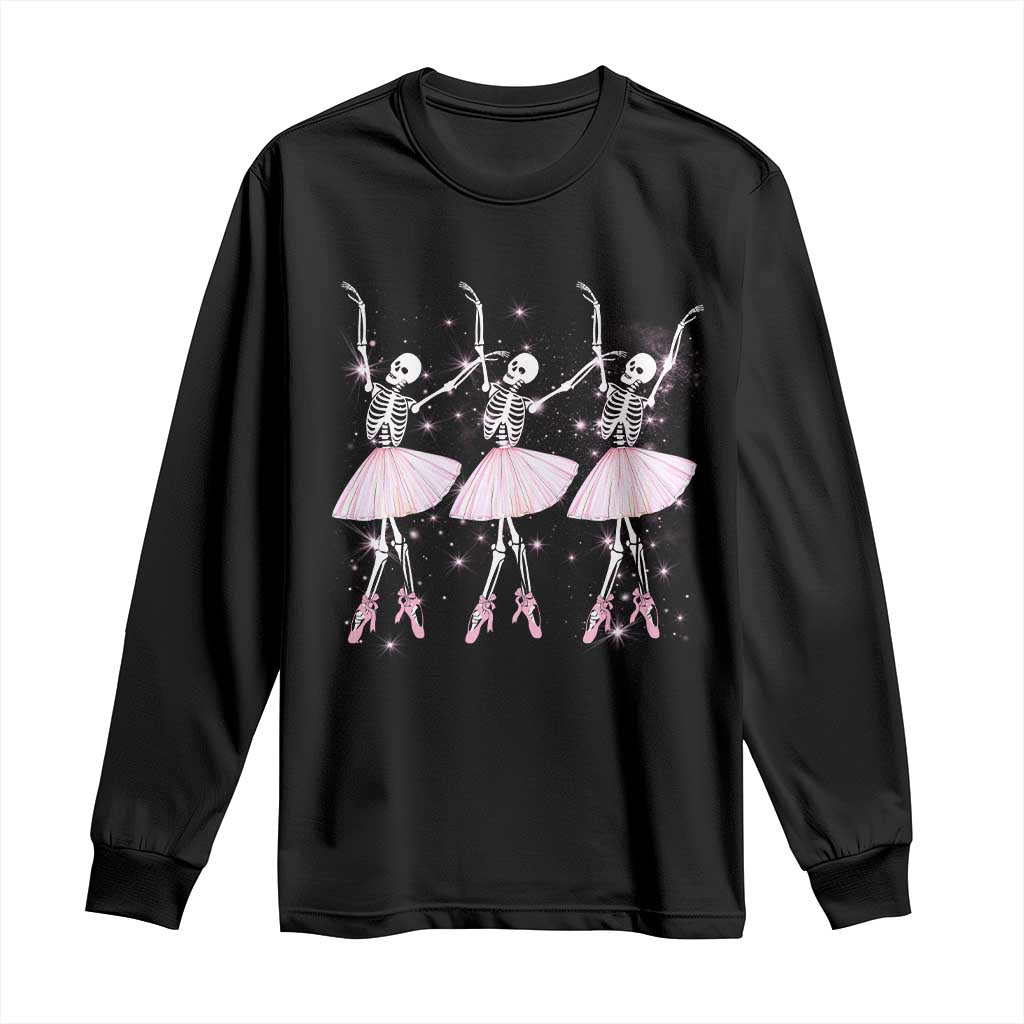 Funny Halloween Skeleton Ballet Dancing Ballerina Long Sleeve Shirt