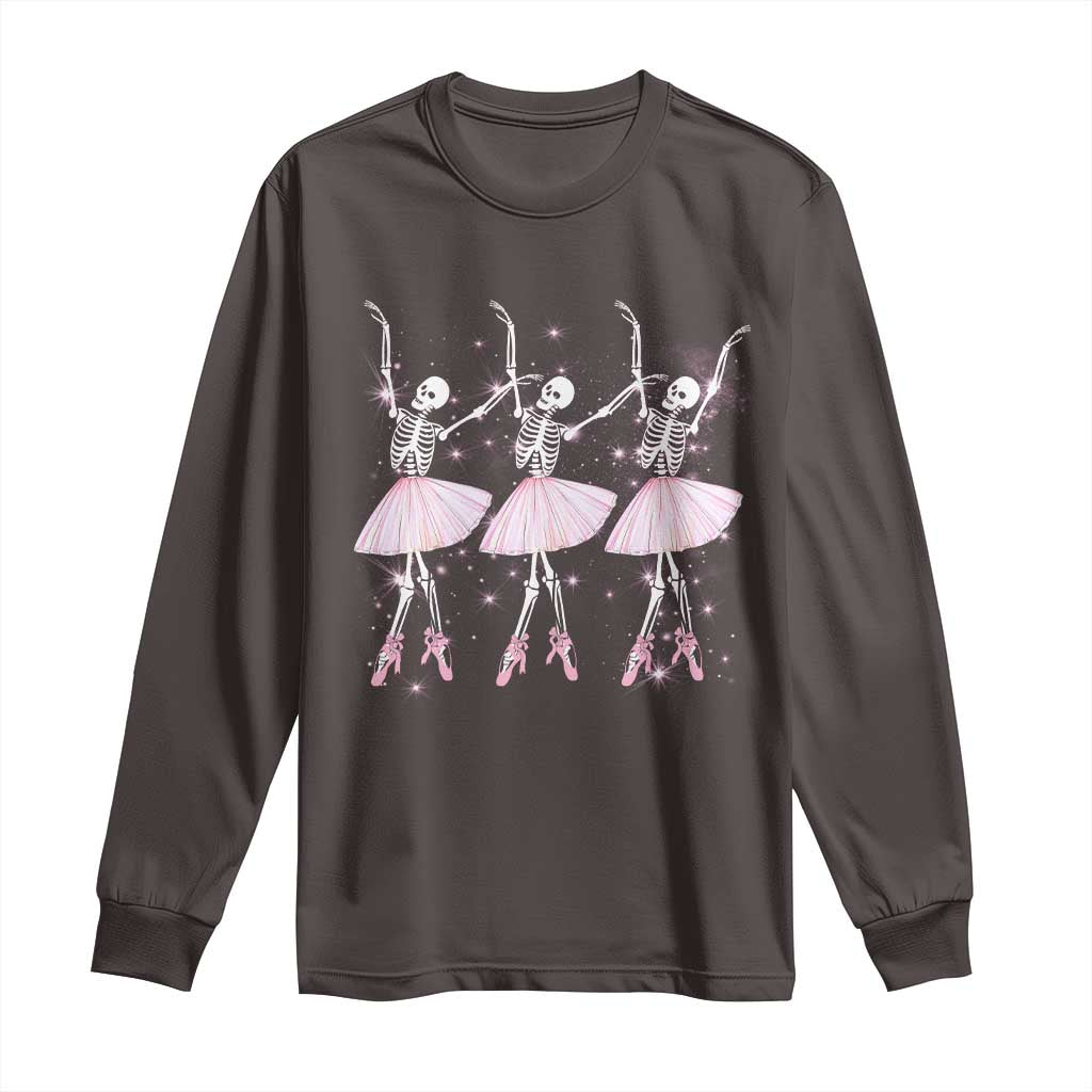 Funny Halloween Skeleton Ballet Dancing Ballerina Long Sleeve Shirt