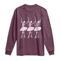 Funny Halloween Skeleton Ballet Dancing Ballerina Long Sleeve Shirt