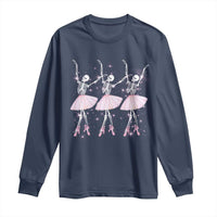 Funny Halloween Skeleton Ballet Dancing Ballerina Long Sleeve Shirt