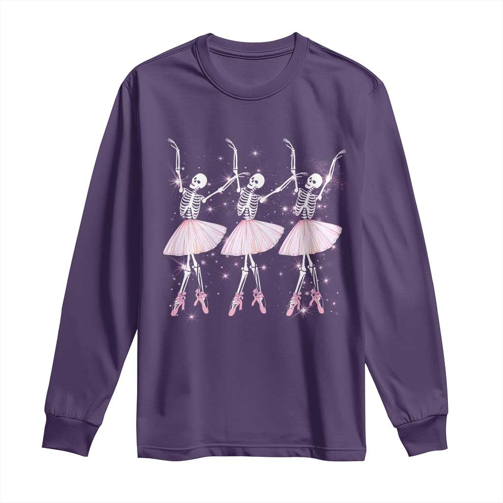 Funny Halloween Skeleton Ballet Dancing Ballerina Long Sleeve Shirt