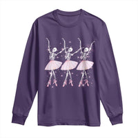 Funny Halloween Skeleton Ballet Dancing Ballerina Long Sleeve Shirt
