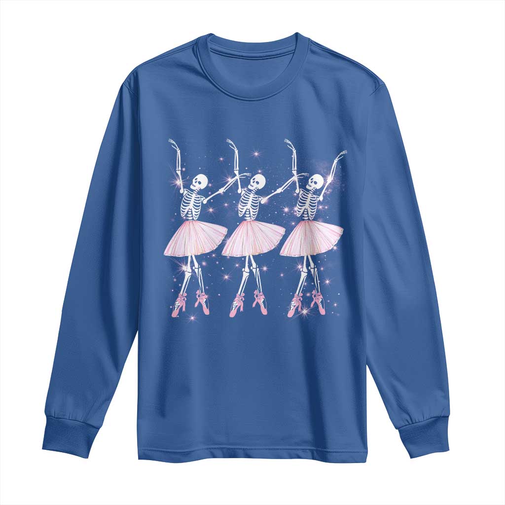 Funny Halloween Skeleton Ballet Dancing Ballerina Long Sleeve Shirt