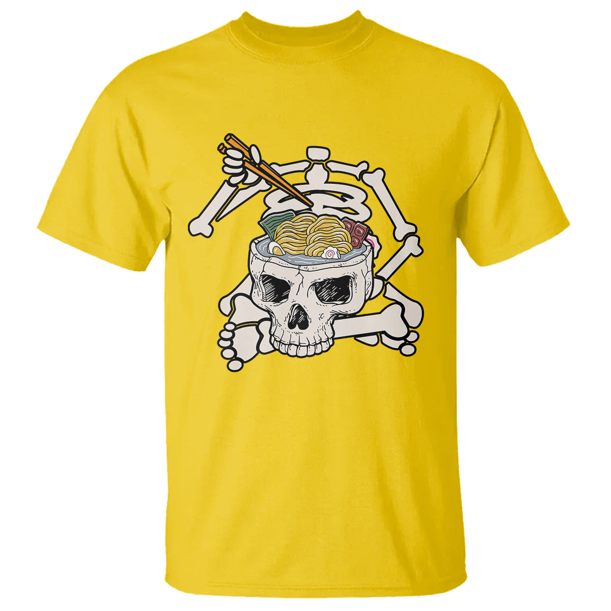 Food Lover T Shirt Skeleton Eating Ramen Japanese Noodle - Wonder Print Shop