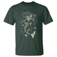 Halloween Mermaid T Shirt Mermaid Skeleton Spooky Season In Ocean - Wonder Print Shop
