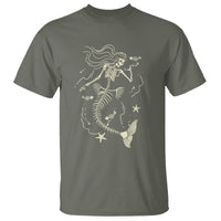 Halloween Mermaid T Shirt Mermaid Skeleton Spooky Season In Ocean - Wonder Print Shop