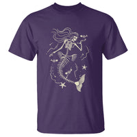 Halloween Mermaid T Shirt Mermaid Skeleton Spooky Season In Ocean - Wonder Print Shop