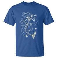 Halloween Mermaid T Shirt Mermaid Skeleton Spooky Season In Ocean - Wonder Print Shop