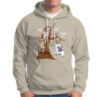 Halloween Bookaholic Hoodie Cute Ghost Swing Reading Book - Wonder Print Shop