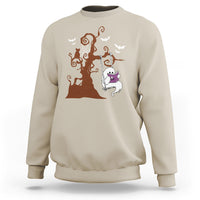 Halloween Bookaholic Sweatshirt Cute Ghost Swing Reading Book - Wonder Print Shop