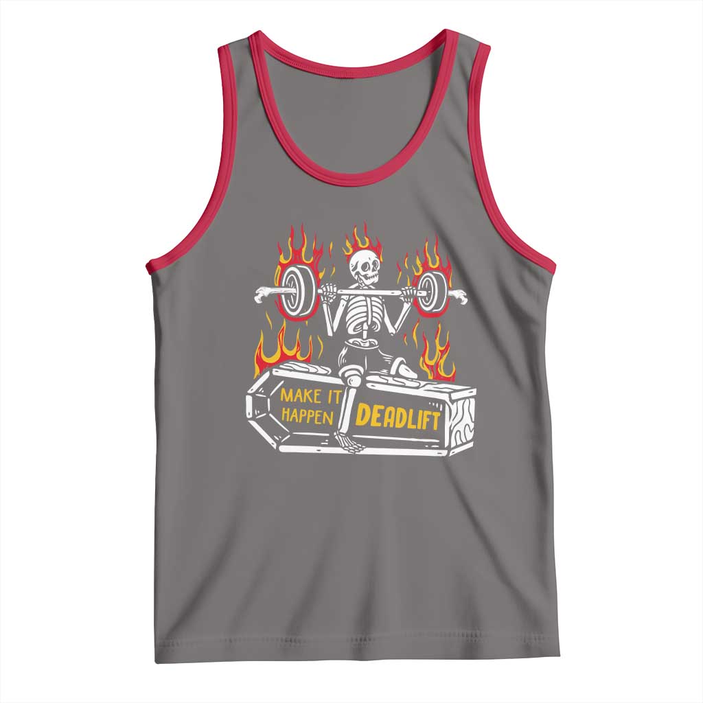 Halloween Gymer Tank Top Make It Happen Skeleton Deadlift Fitness Gym