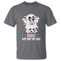 Halloween T Shirt MOO Get Out My Hay Cow Boo Ghost - Wonder Print Shop