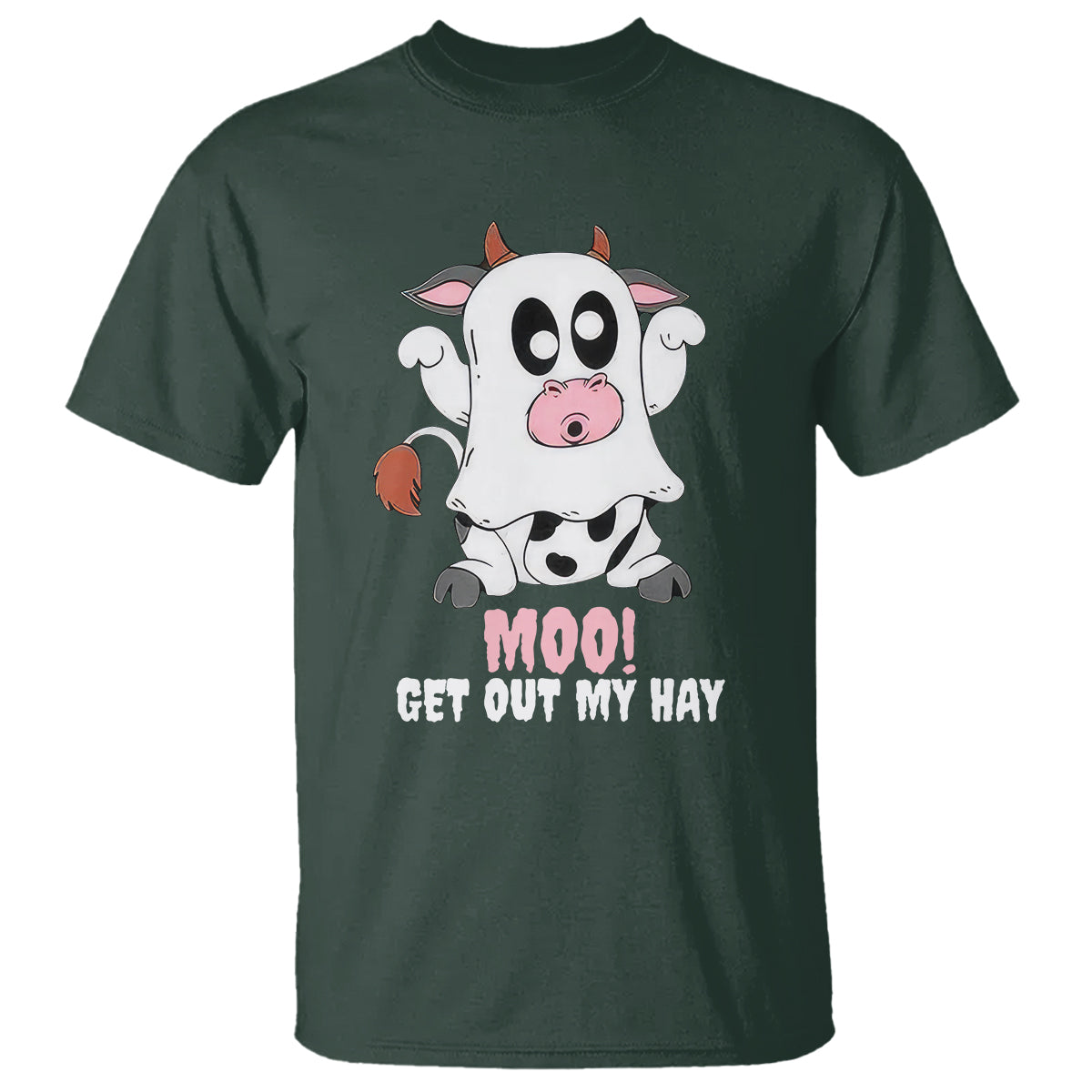 Halloween T Shirt MOO Get Out My Hay Cow Boo Ghost - Wonder Print Shop