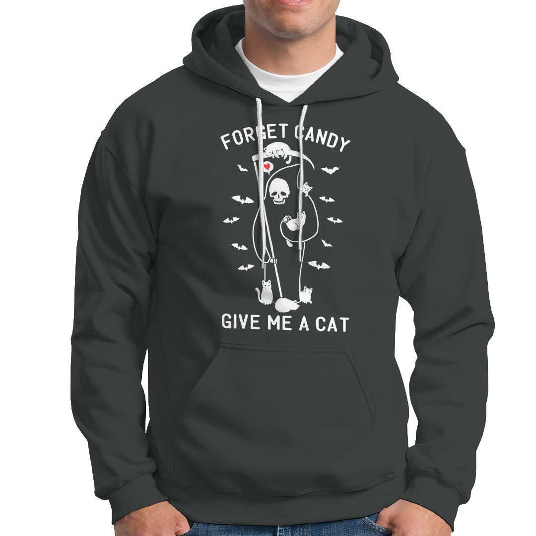 Halloween Cat Lover Hoodie Funny Death Forget Candy Give Me A Cat - Wonder Print Shop