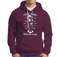 Halloween Cat Lover Hoodie Funny Death Forget Candy Give Me A Cat - Wonder Print Shop