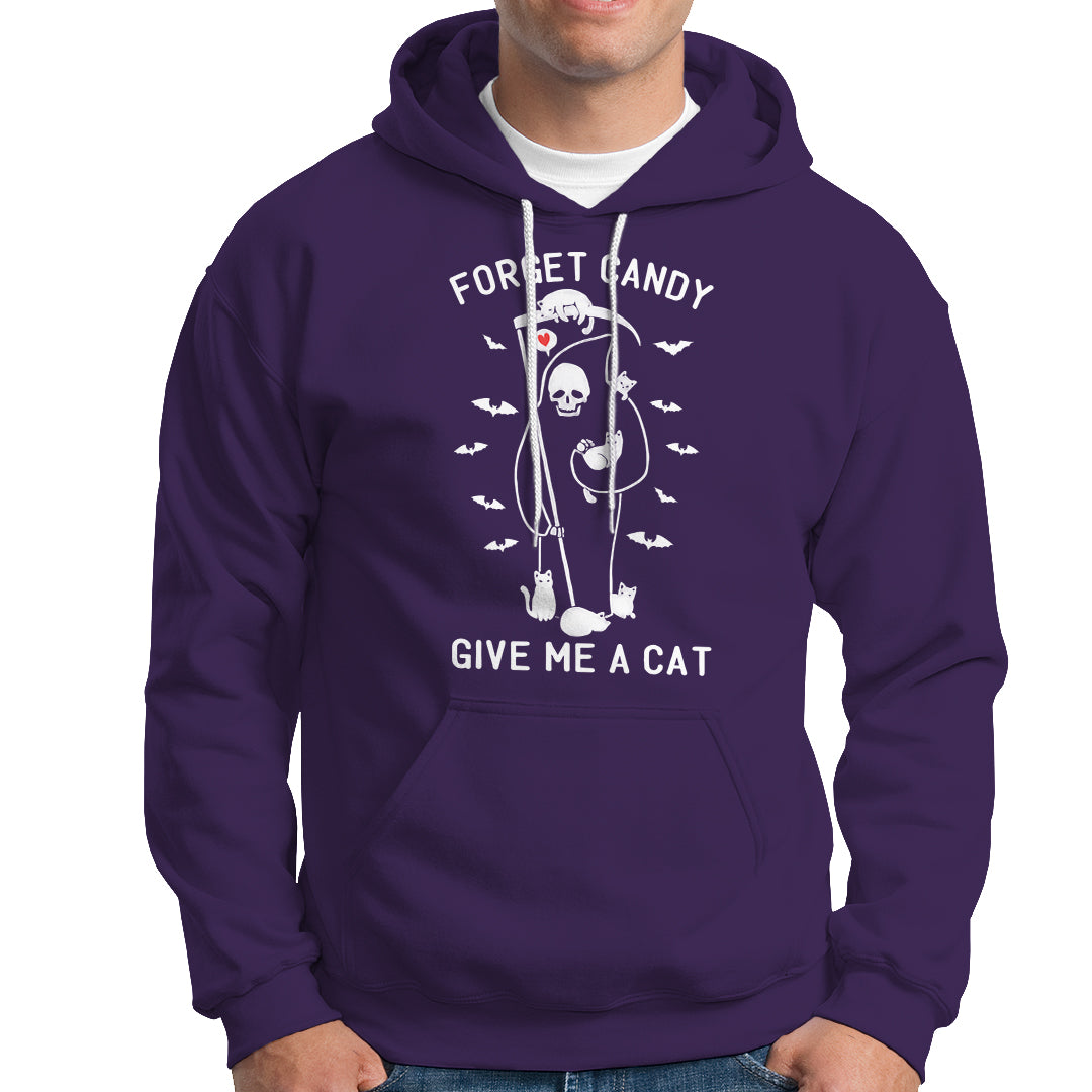 Halloween Cat Lover Hoodie Funny Death Forget Candy Give Me A Cat - Wonder Print Shop