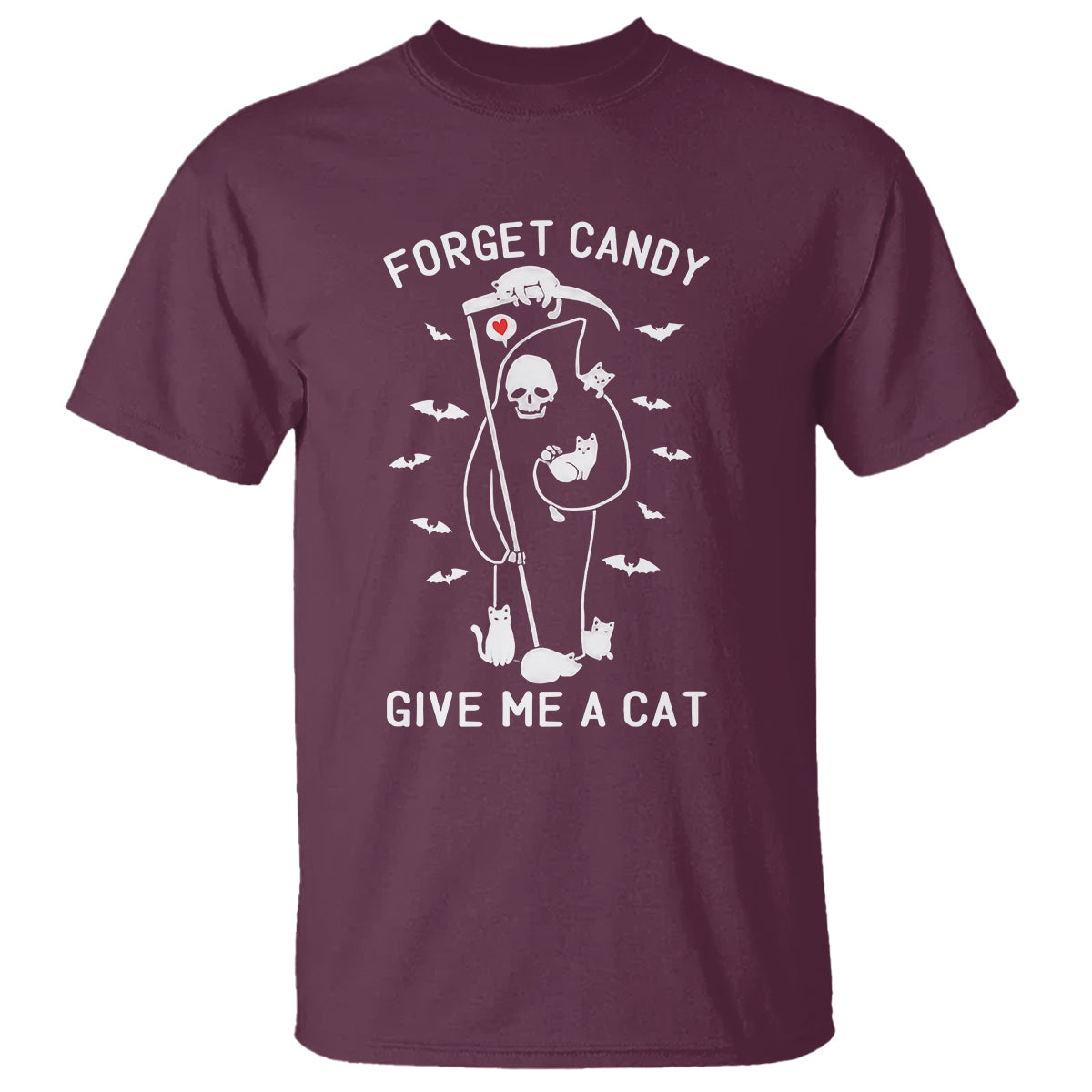 Halloween Cat Lover T Shirt Funny Death Forget Candy Give Me A Cat - Wonder Print Shop