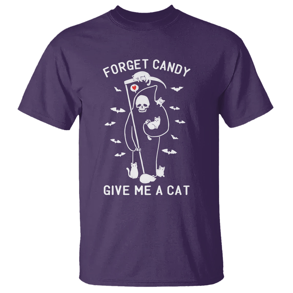 Halloween Cat Lover T Shirt Funny Death Forget Candy Give Me A Cat - Wonder Print Shop
