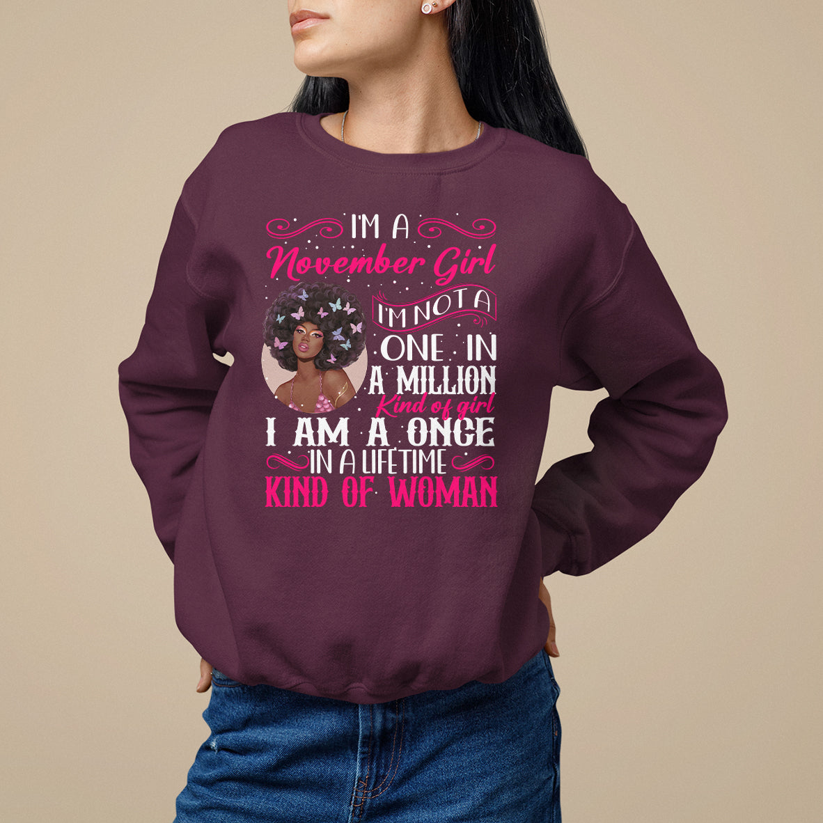 Birthday Sweatshirt I'm A November Girl Black Women - Wonder Print Shop