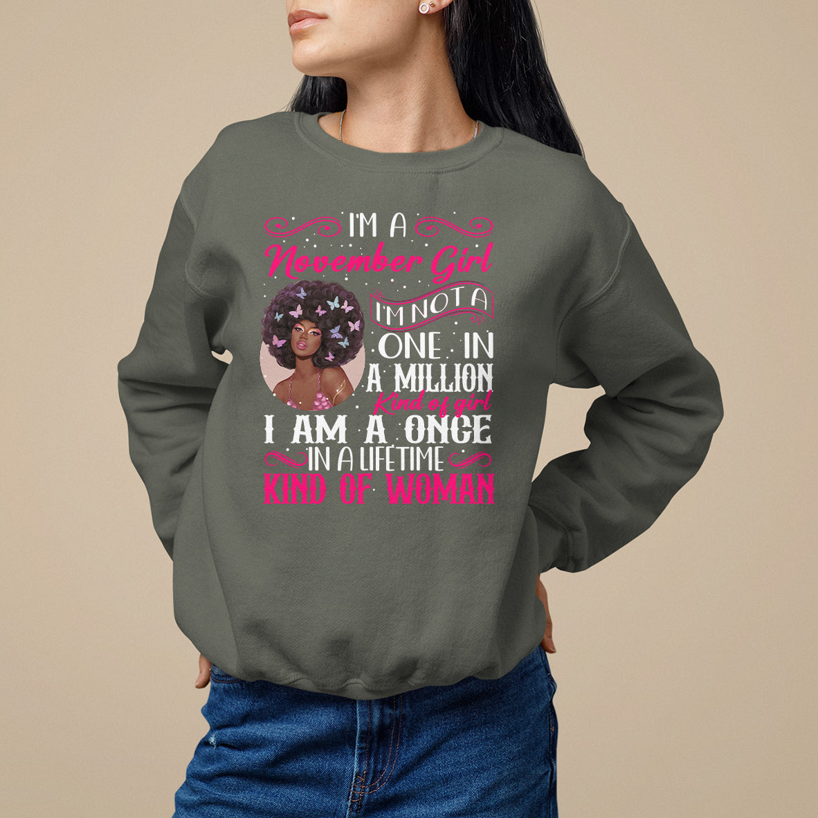 Birthday Sweatshirt I'm A November Girl Black Women - Wonder Print Shop