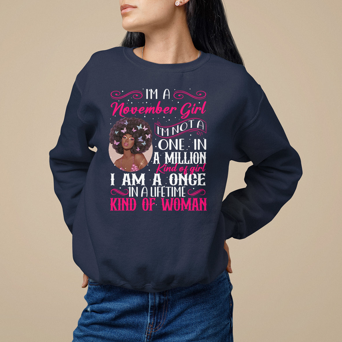 Birthday Sweatshirt I'm A November Girl Black Women - Wonder Print Shop