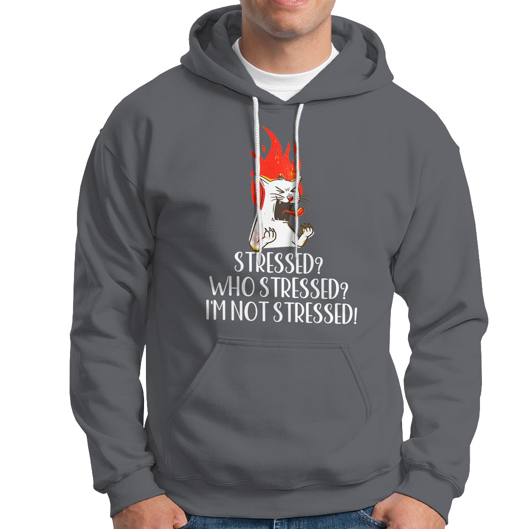 Stressed Who's Stressed? I'm Not Stressed Funny Angry Cat Hoodie - Wonder Print Shop