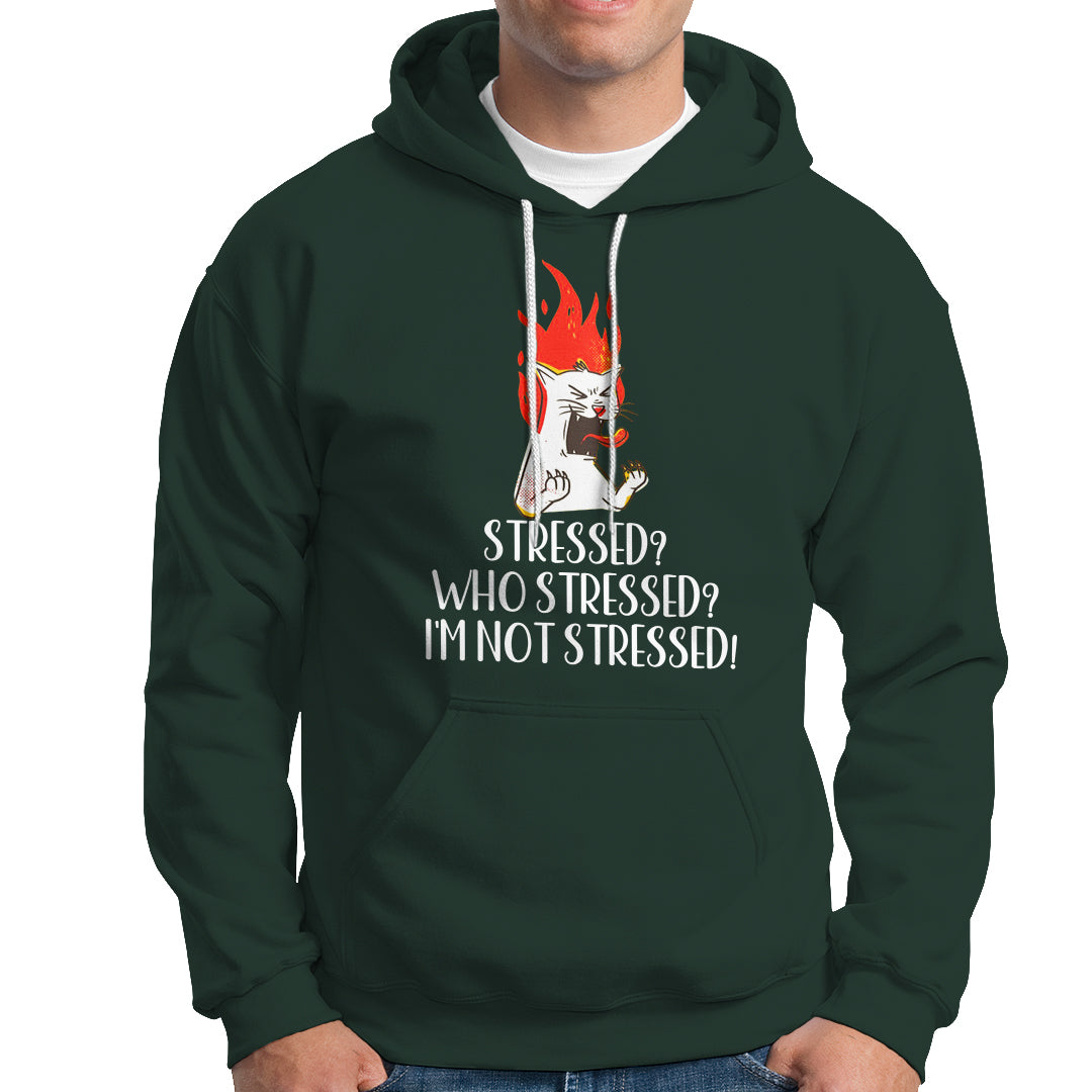 Stressed Who's Stressed? I'm Not Stressed Funny Angry Cat Hoodie - Wonder Print Shop