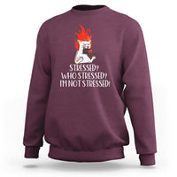 Stressed Who's Stressed? I'm Not Stressed Funny Angry Cat Sweatshirt - Wonder Print Shop