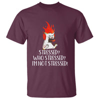 Stressed Who's Stressed? I'm Not Stressed Funny Angry Cat T Shirt - Wonder Print Shop