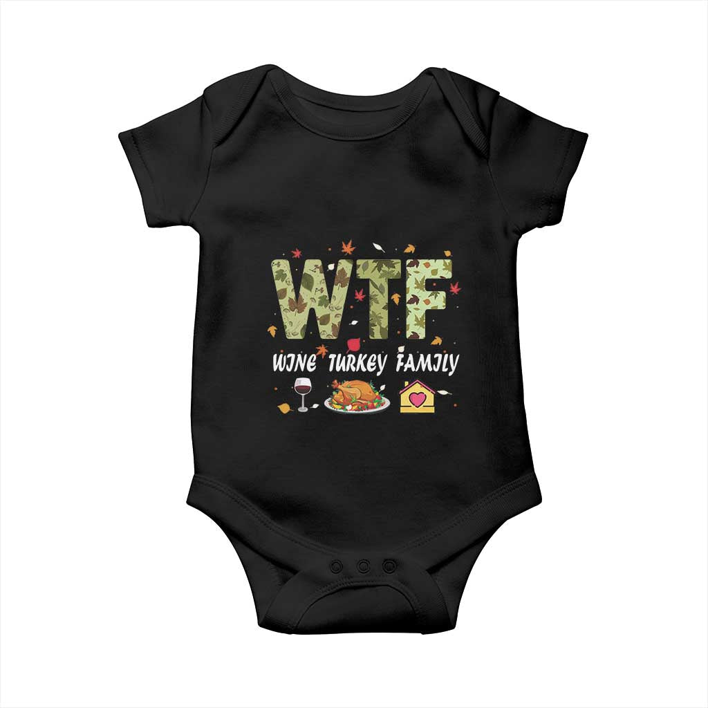 Thanksgiving Baby Onesie W T F Wine Turkey Family Funny Dinner Fall