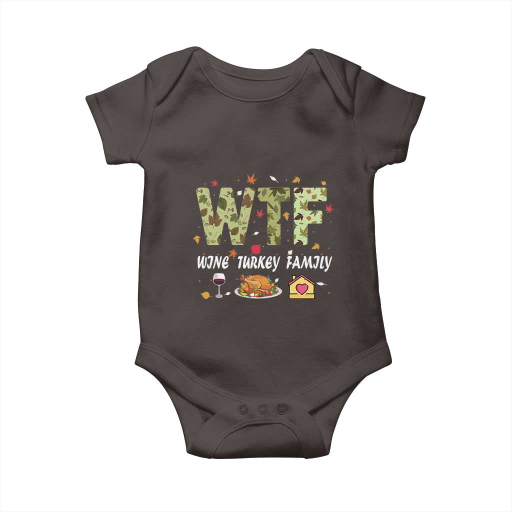 Thanksgiving Baby Onesie W T F Wine Turkey Family Funny Dinner Fall