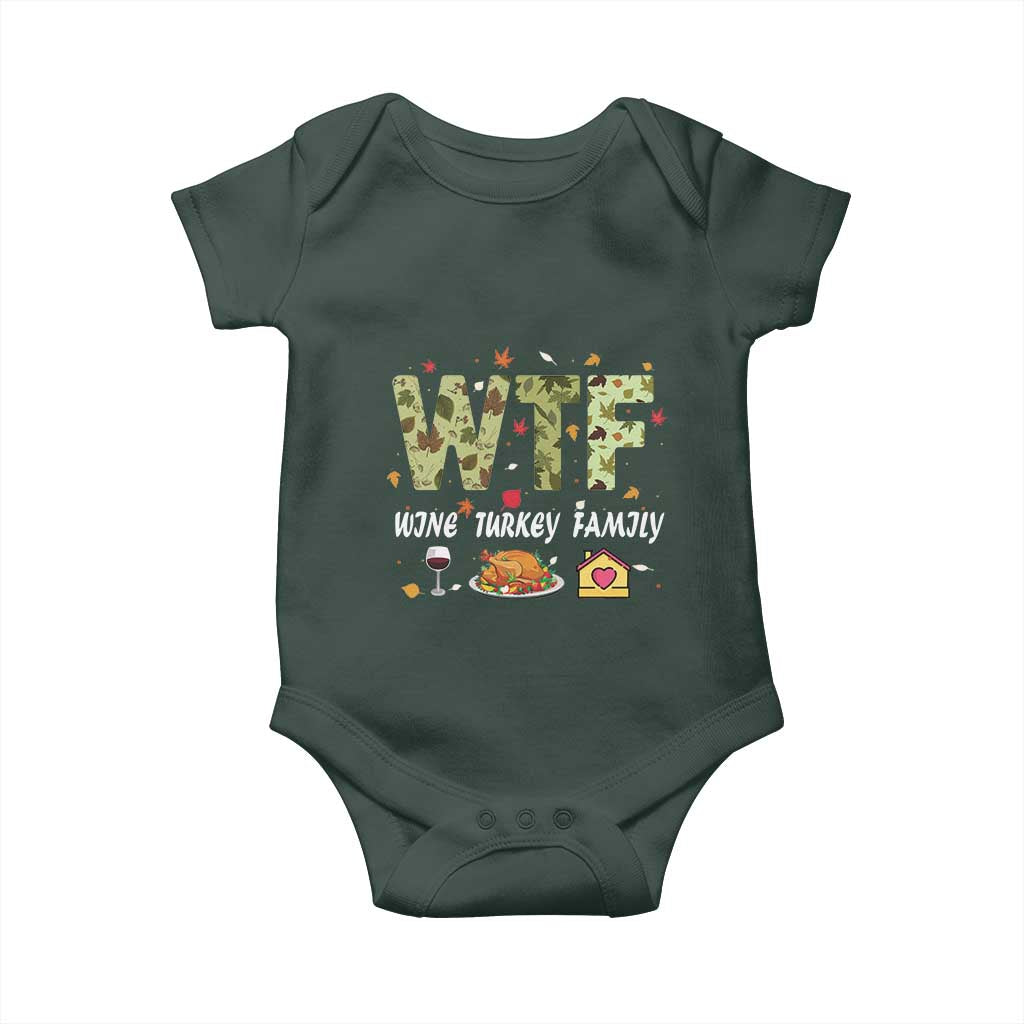 Thanksgiving Baby Onesie W T F Wine Turkey Family Funny Dinner Fall