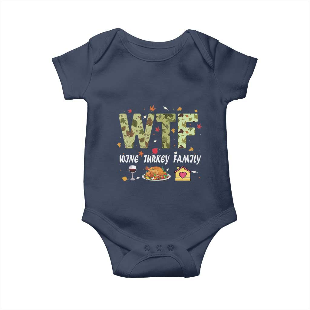 Thanksgiving Baby Onesie W T F Wine Turkey Family Funny Dinner Fall
