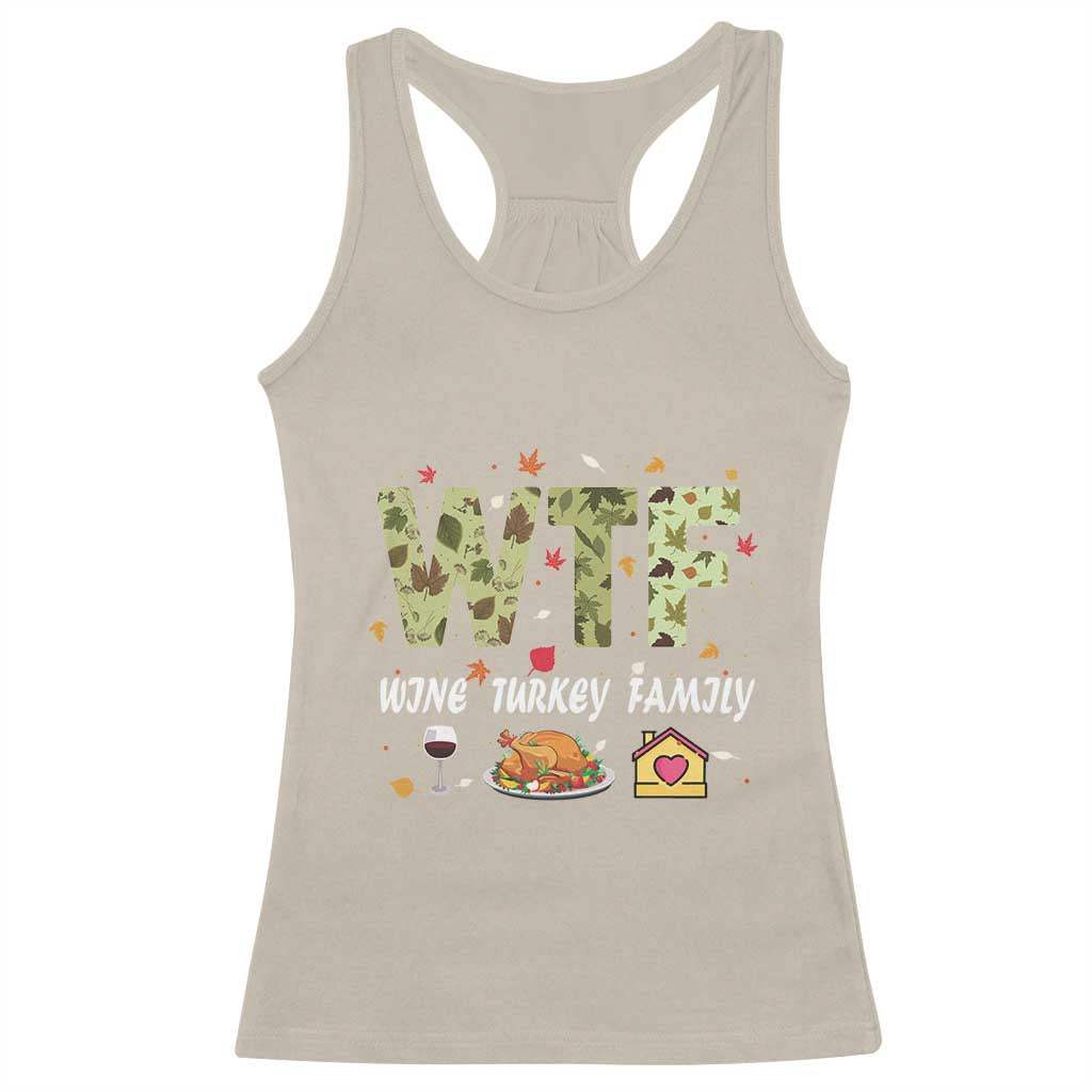 Thanksgiving Racerback Tank Top W T F Wine Turkey Family Funny Dinner Fall