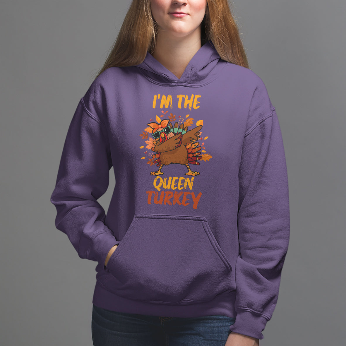 I'm The Queen Turkey Dabbing Fall Thanksgiving Hoodie - Wonder Print Shop