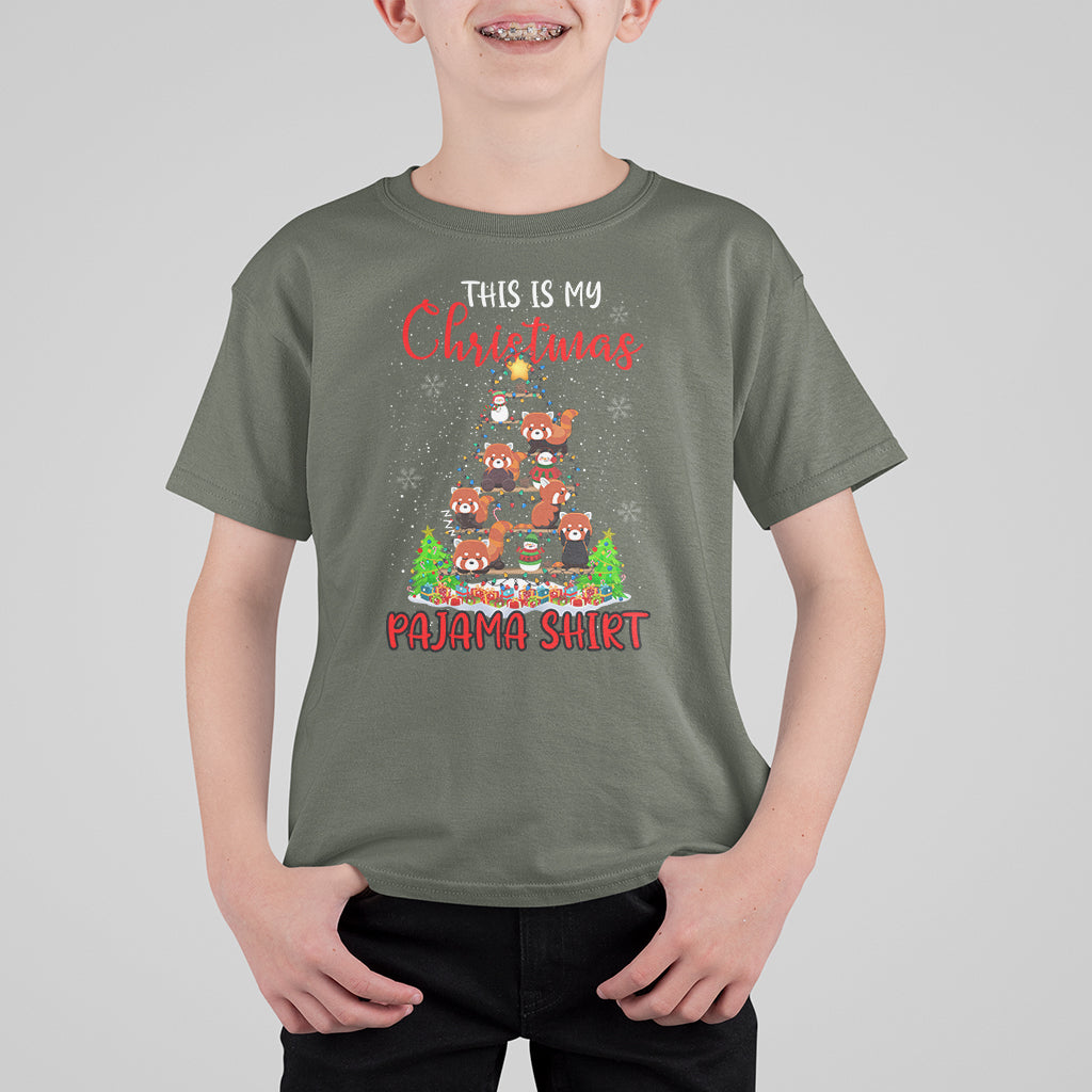 Red Panda Xmas Tree This Is My Christmas Pajama T Shirt For Kid - Wonder Print Shop