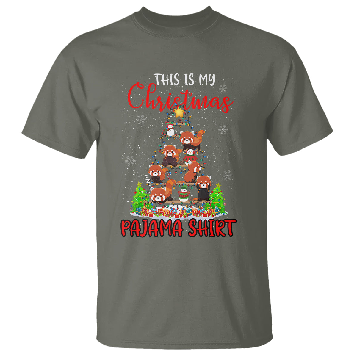 Red Panda Xmas Tree This Is My Christmas Pajama T Shirt - Wonder Print Shop
