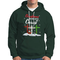 Christmas Begins With Christ Snowman Christian Cross Hoodie - Wonder Print Shop
