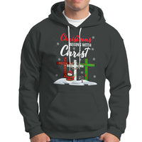 Christmas Begins With Christ Snowman Christian Cross Hoodie - Wonder Print Shop