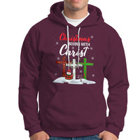 Christmas Begins With Christ Snowman Christian Cross Hoodie - Wonder Print Shop
