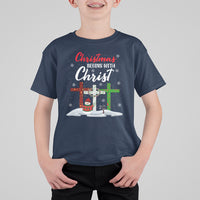 Christmas Begins With Christ Snowman Christian Cross T Shirt For Kid - Wonder Print Shop