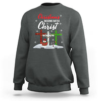 Christmas Begins With Christ Snowman Christian Cross Sweatshirt - Wonder Print Shop