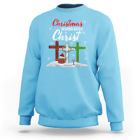 Christmas Begins With Christ Snowman Christian Cross Sweatshirt - Wonder Print Shop