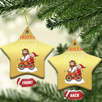 Christmas Begins With Christ Christmas Ornament Jesus Santa Riding Bicycle - Wonder Print Shop