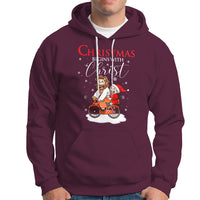 Christmas Begins With Christ Jesus Santa Riding Bicycle Hoodie - Wonder Print Shop