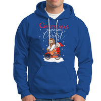 Christmas Begins With Christ Jesus Santa Riding Bicycle Hoodie - Wonder Print Shop